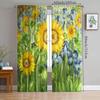 2 шт. Шторы с принтом подсолнухов масляной краской, Подходят для украшения спальни, гостиной, кухни, Домашнее украшение, Украшение окна