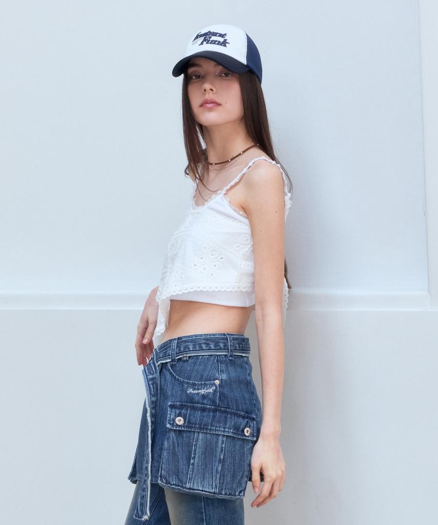 Instant Punk Denim Wrap Skirt - Blue