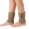 1 Pair Winter Ankle Covers Knitted Anti-slip Solid Color Button Decor Elastic Twisted Texture