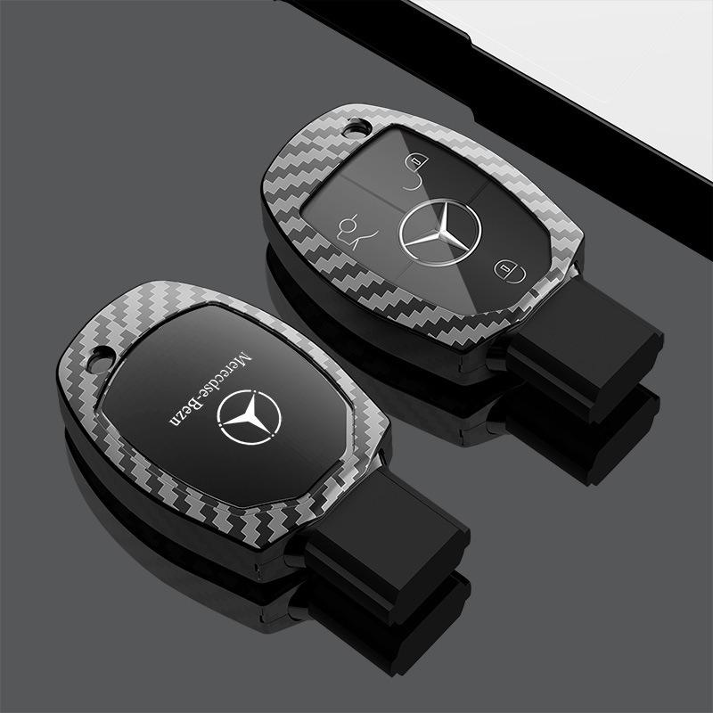Carbon Fibre TPU Car Key Case Cover Shell Buckle Keychain For Mercedes Benz A B C S Class AMG GLA CLA GLC W176 W221 W204 W205 CA1