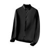 Men Long-Sleeve Shirt Lapel Tuxedo Slim Fit Solid Color Button-down Suit Shirt