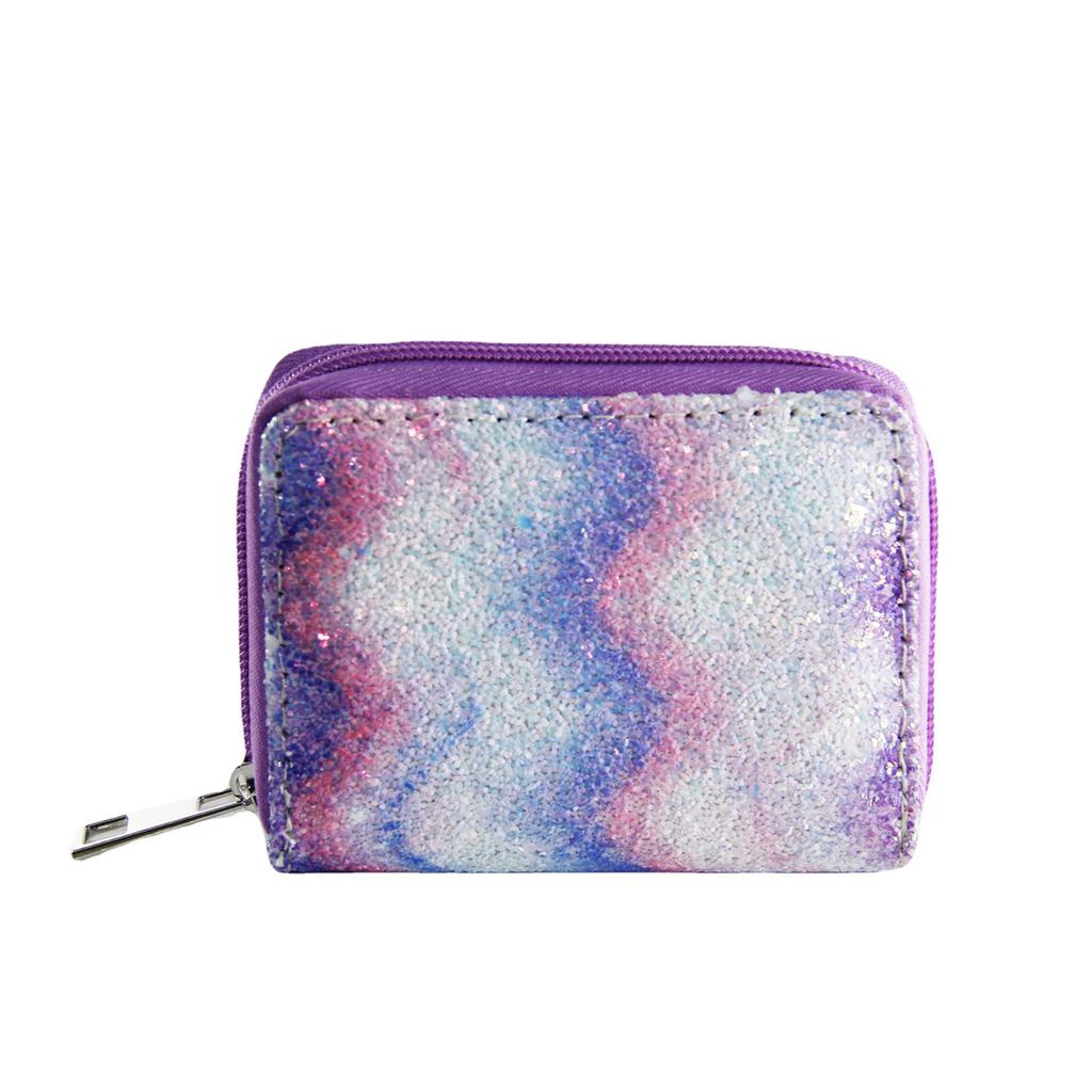 Женский короткий кошелек на молнии, маленький кошелек для карт, детский кошелек с блестящим градиентом