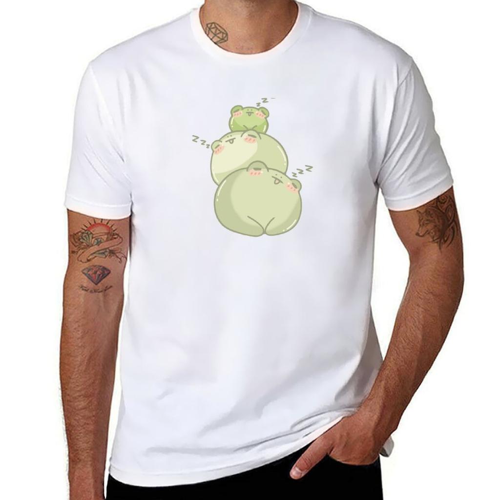 Cute Sleeping Frog Stack Tshirt Big Size Short Sleeve Casual Top