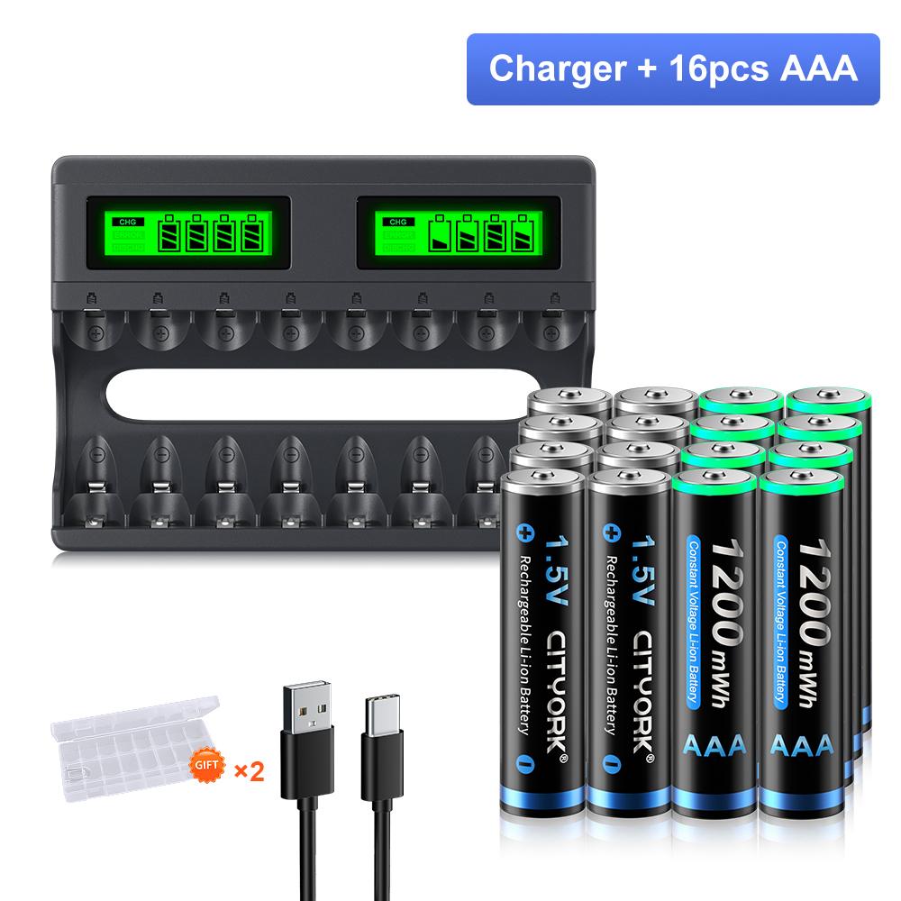 8slot LCD Smart 1.5V Li-ion Battery Charger+1.5V AA AAA Li-ion Rechargeable Battery