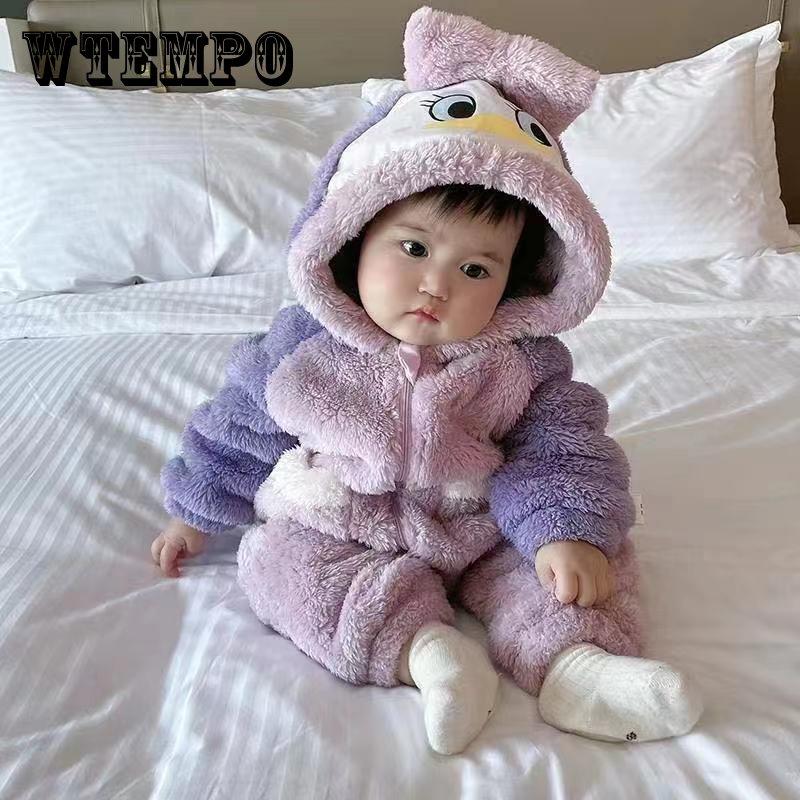 Детские комбинезоны для девочек, фланелевые, осенние и зимние, утепленные, детские пижамы, домашняя одежда