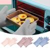 2 Pcs Oven Glove Hook Design Anti-scald Silicone Kitchen Heat Insulation Microwave Gloves Daily Use
