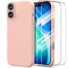 Protective Case - BOOLING - for iPhone 17 - Pink Scratch-Resistant Liquid Silicone - 2 Tempered Glass