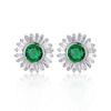 Серьги-гвоздики из стерлингового серебра 925 пробы круглой формы с изумрудом и муассанитом, бриллиантами, драгоценными камнями, ювелирные изделия для женщин