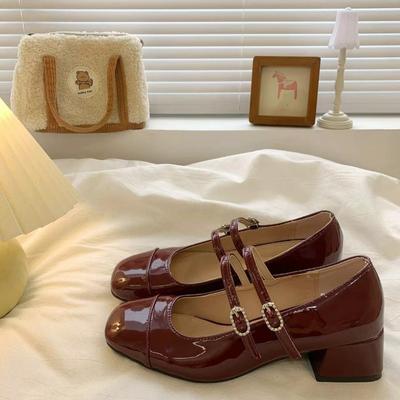 Весна и осень, лидер продаж, женская обувь, квадратный носок, неглубокий носок, однотонный низкий каблук, ремешок, женская обувь Мэри Джейн