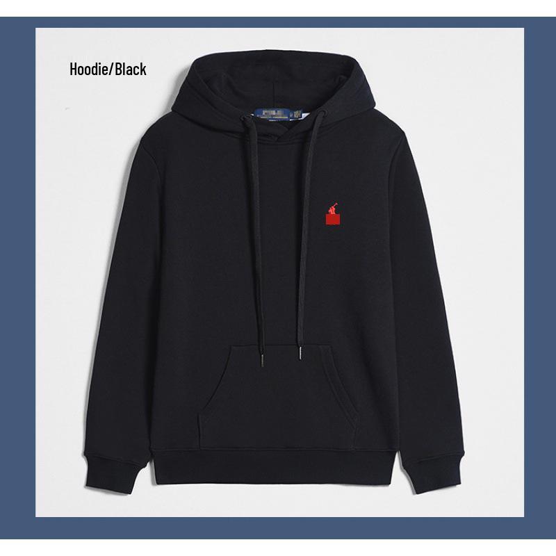 Мужская повседневная толстовка на молнии с длинным рукавом RL с вышивкой маленькой лошади