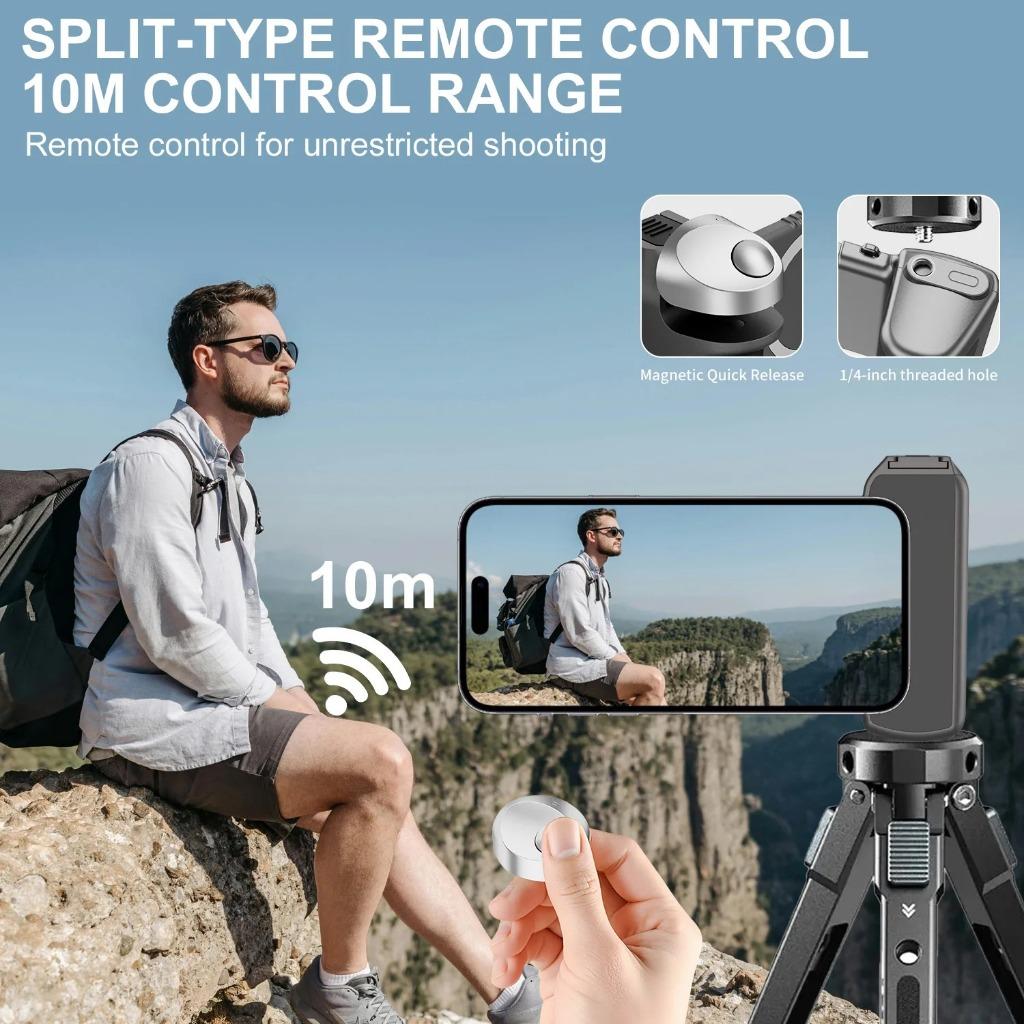 Magsafe Smartphone Handheld Selfie Booster Grip with Bluetooth Remote Shutter Coldshoe for iPhone Android Phone Stabilizer