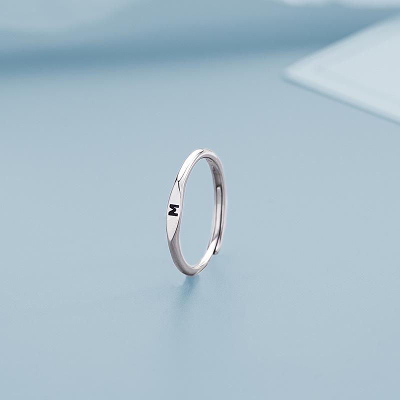 Минималистское кольцо с инициалами AZ 26, кольца с буквами для женщин, корейское простое регулируемое кольцо из серебра 925 пробы, подарок на день рождения