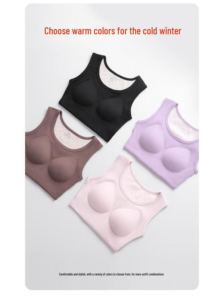 Женский теплый жилет из мериносовой шерсти со встроенными подушечками и фиксированными чашками для осени/зимы