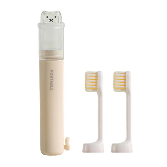 Многофункциональная зубная щетка 2-в-1 с 2 сменными насадками Портативная для дома, путешествий, туризма, кемпинга с футляром для хранения зубной пасты