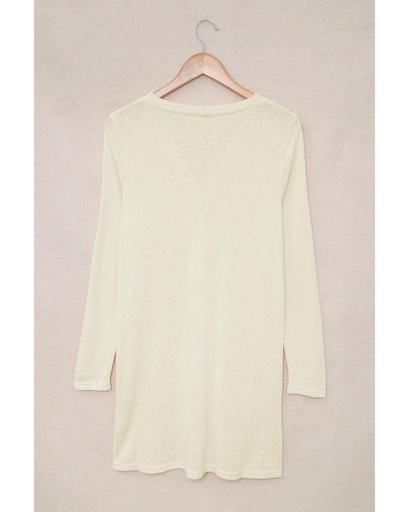 Azura Exchange Beige Open-Front Buttons Cardigan