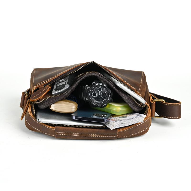 Винтажная мужская сумка-мессенджер из натуральной кожи - Crazy Horse Спортивная сумка через плечо