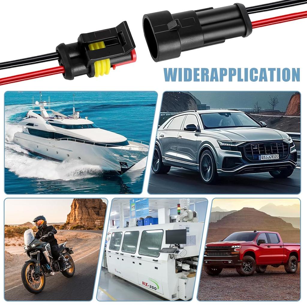 Водонепроницаемый 2-контактный разъем, 18AWG 10см штекерный и гнездовой разъем для проводов, подходит для автомобиля, грузовика, лодки и различных применений (5 шт.)