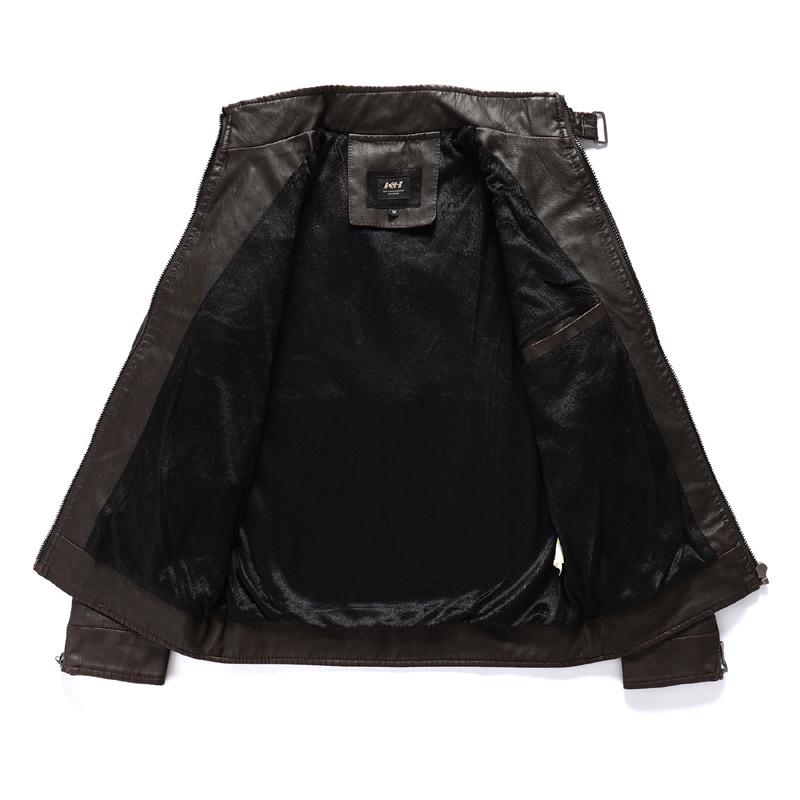 Кожаная куртка мужская кожаная куртка Slim Fit мотоциклетная куртка из искусственной кожи с добавлением флиса