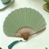 Solid Color Folding Hand Fan Bamboo Frame Retro Handheld  Fan Mini Shell Fan  Chinese Style