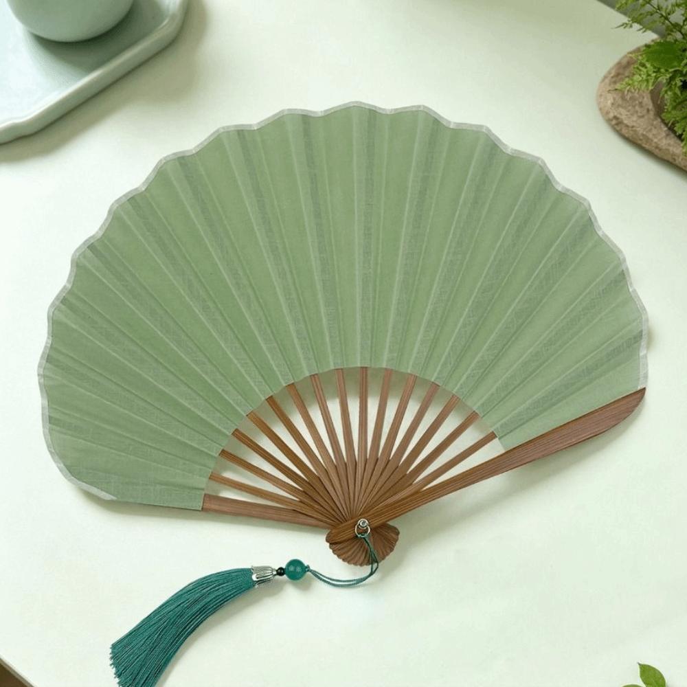 Solid Color Folding Hand Fan Bamboo Frame Retro Handheld Fan Mini Shell Fan Chinese Style