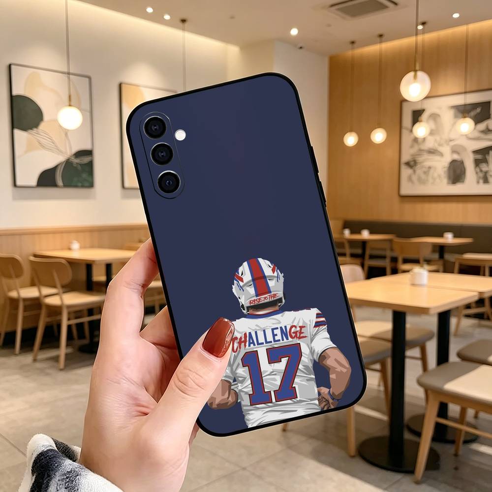 American Football 17 Josh Allen Phone Case Black Silicone Soft For Samsung Galaxy A73,A72,A71,A70,A53,A52,A51