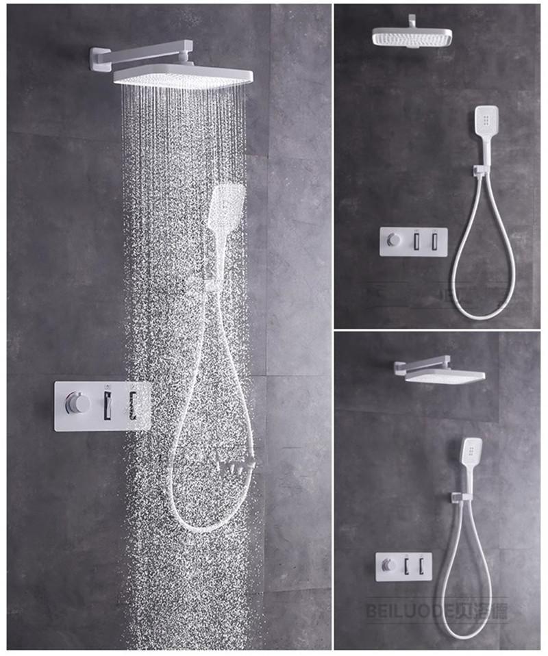 Термостатический смеситель для душа и ванны с отделкой под шлифованное золото, встраиваемый, серый, с функцией тропического душа