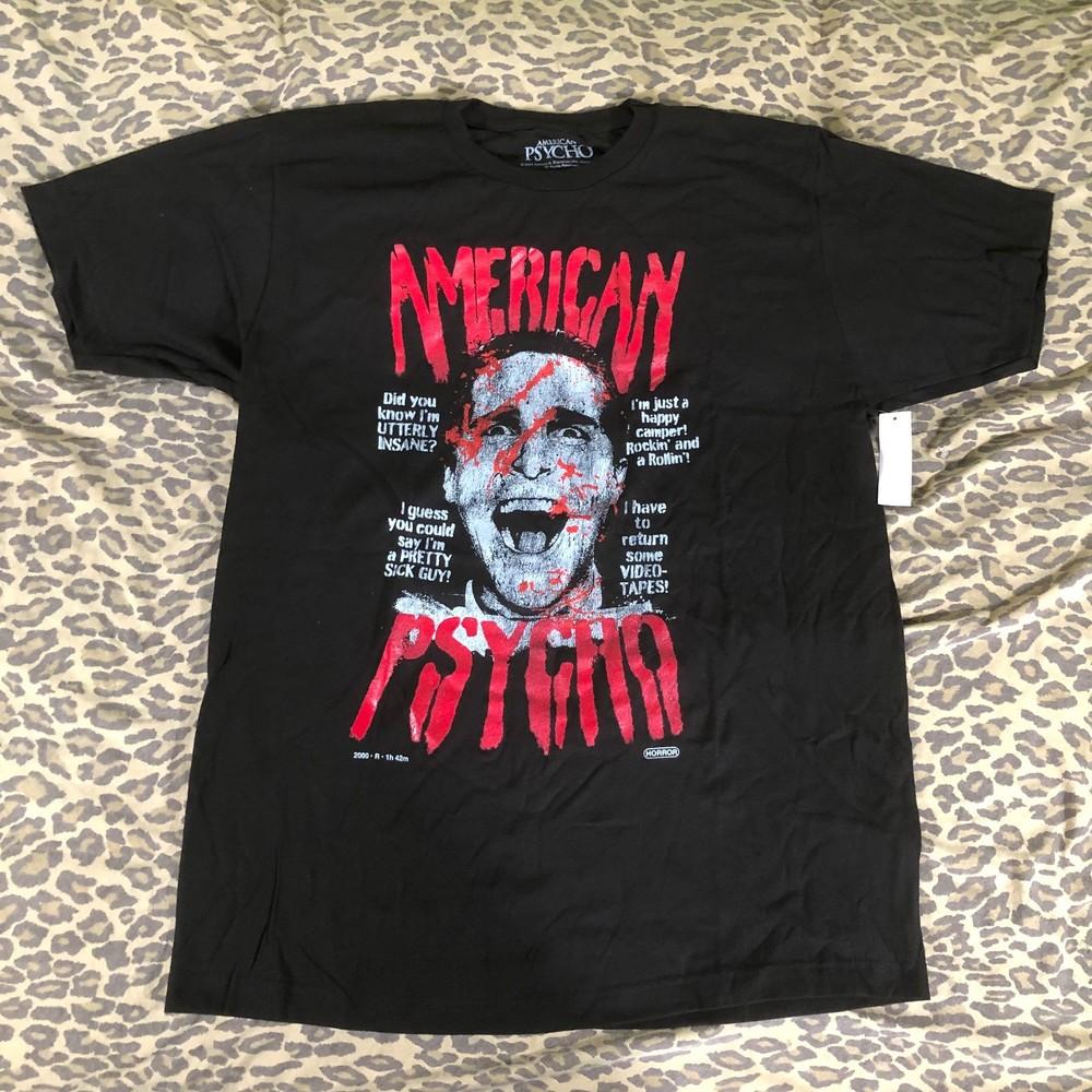 НОВАЯ Мужская футболка American Psycho Размер 2XL Черная с принтом Фильм Ужасы Патрик Бэйтмен Унисекс Футболка