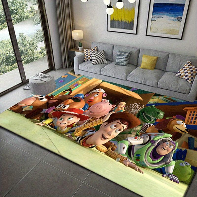 1pc Toy Story Pattern Area Rug Soft Flannel Floor Mat for Living Room, Office, Bedroom and Carpet, Sofa Coffee Table Floor Mat