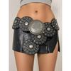 Medieval Spice Girl, Millennium Subculture, Disc Hook, Faux Leather, Retro Riveted, Alloy Belt, Wide Belt