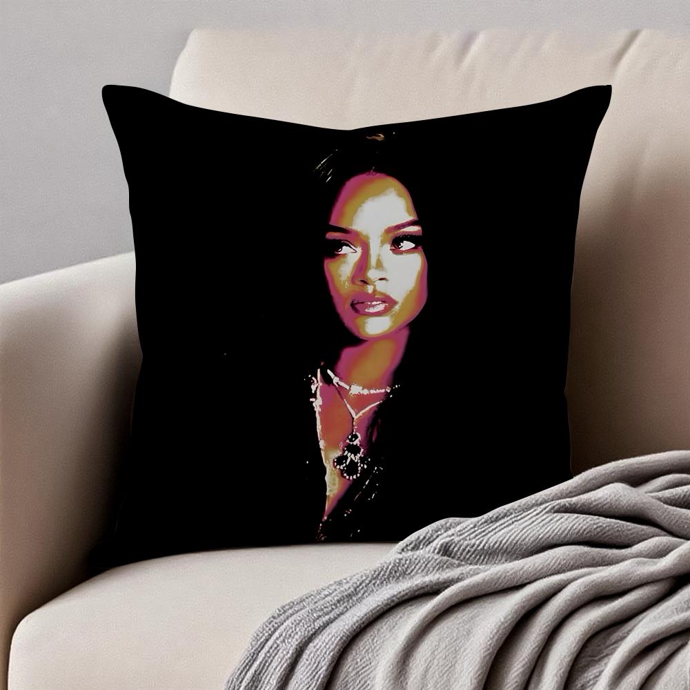 Bold RB Barbadian Singer RRihanna Cushion Cover Pillowcase Antidustmite Invisible Zipper Short Plush Sofa Cushion
