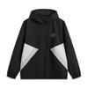 Li Ning Wade Series Comfortable Casual Hooded Simple Loose Color Block Windbreaker Men Outerwear Black AFDV853-1