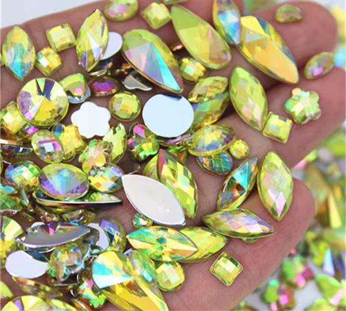 Mixed Bag About 300pcs Crystal Clear AB 3D Nail Art Rhinestones DIY Non Hotfix Flatback Acrylic Stones For Face Decorations