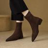 Fashion 2025 Autumn Vintage Suede Women Ankle Boots Ladies Concise Pointed Toe Thick Heel Short Botas Zapatos De Mujer Botas