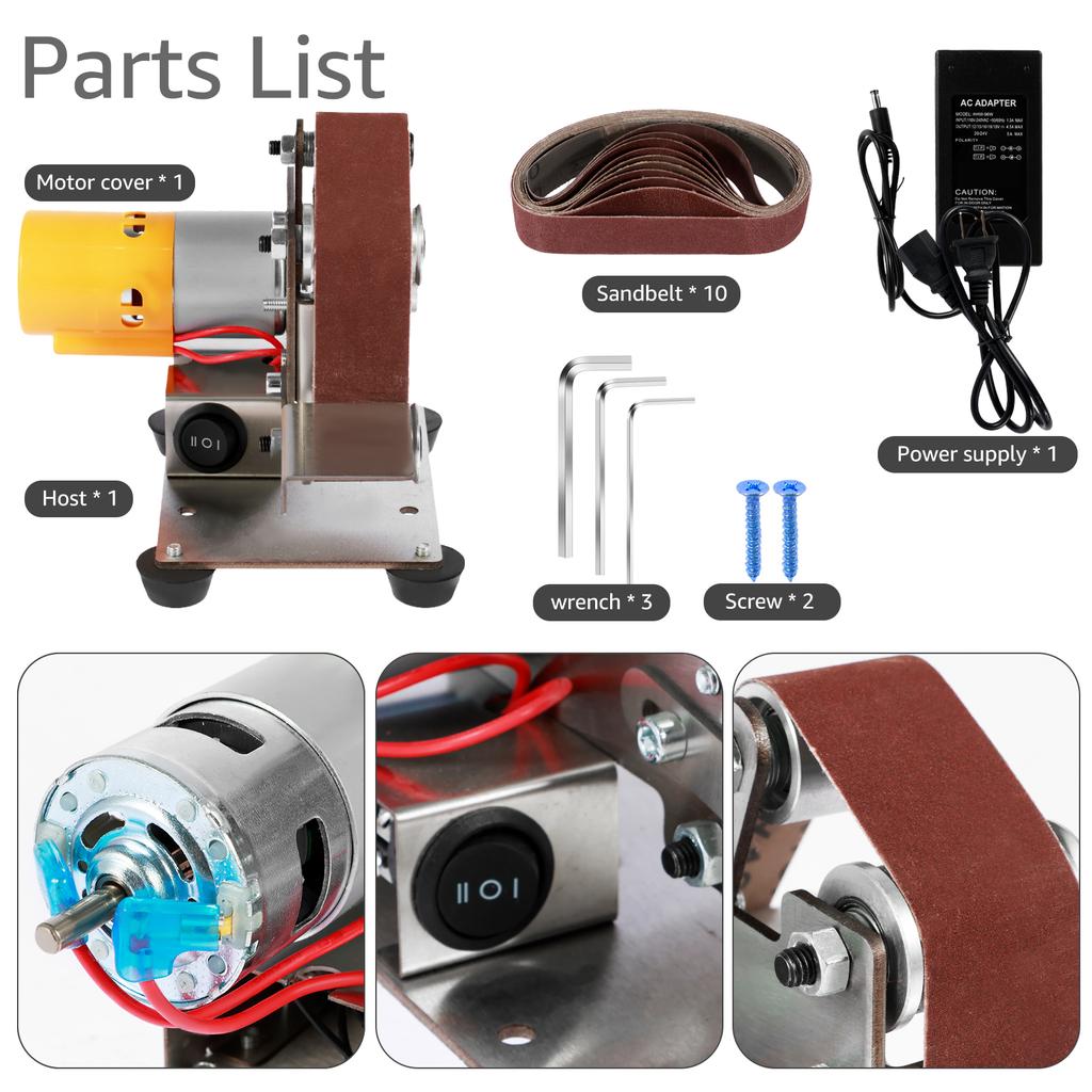 110-220v Mini Electric Belt Sander 7-Speed Adjustable Speed Bench Grinder Sanding Machine for Grinding Metal Wood Acrylic