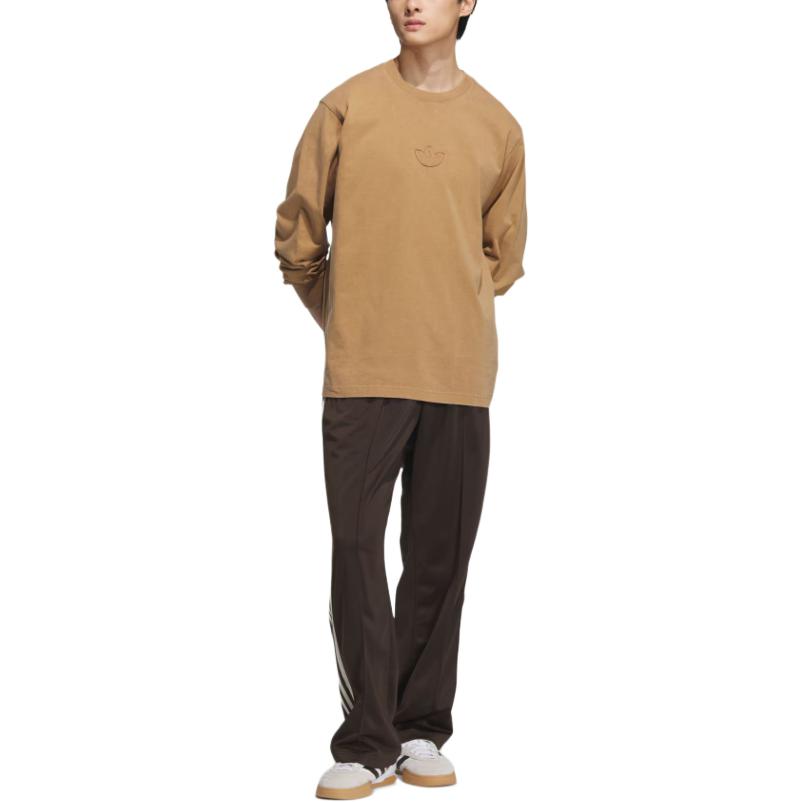 Adidas Originals WASHED LONG SLEEVE TOP T Shirt Men's Desert Brown JV6937