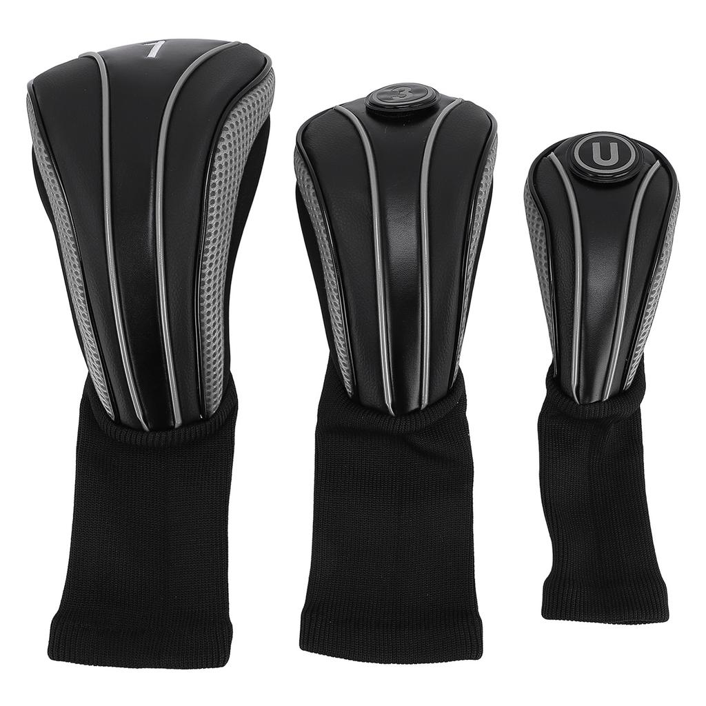 3 шт. Чехол для головки клюшки со сменными номерными табличками, длинная горловина, устойчивый к царапинам, дышащий ПУ чехол для головки клюшки