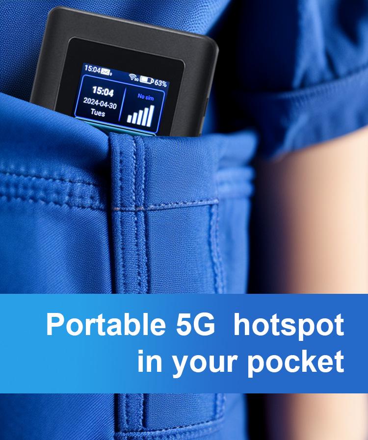 5G Dual-Band Portable WiFi 6 Router with 4400mAh Long Battery and Color Screen, SIM Card Compatible