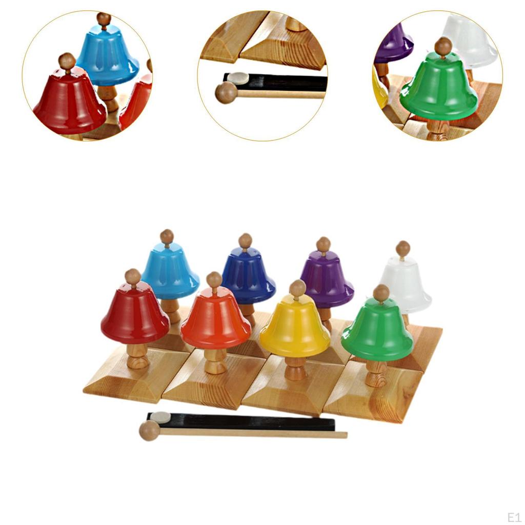 8 колокольчиков Монтессори, красочные, портативные, детские музыкальные игрушки перкуссия для взрослых