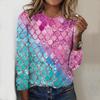 Топы для женщин 3D Shine Scale Print Round Neck Long Sleeve T Shirt Fall Casual Slim Pullover Women's Long Sleeve Top