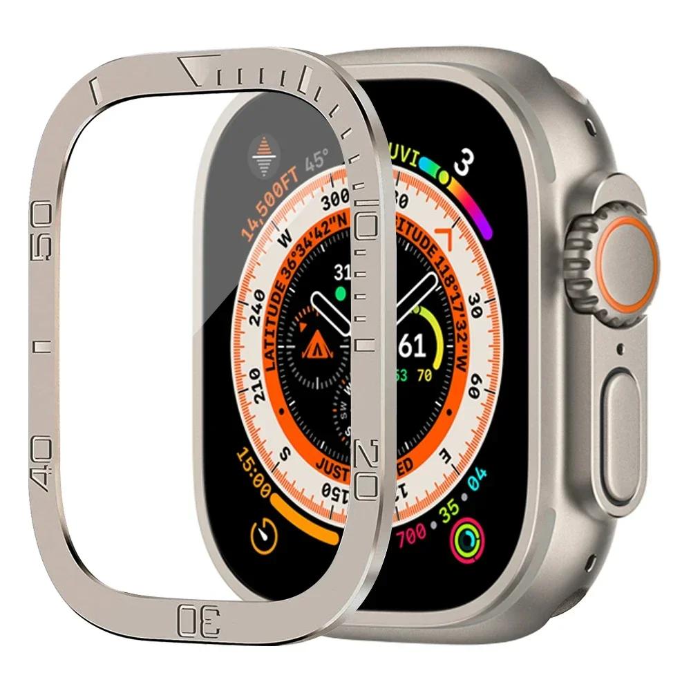 Защитное стекло для ремешка Apple Watch ultra 49 мм Закаленное стекло Анти-царапина Антиблик HD Полная пленка Металлический бампер iWatch Ultra 49 мм