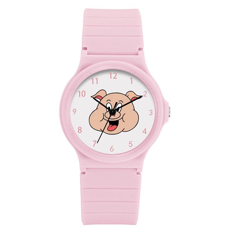 Cartoon Pink Pig Head Piglet Watch Movie Student Waterproof Silicone Quartz Watch