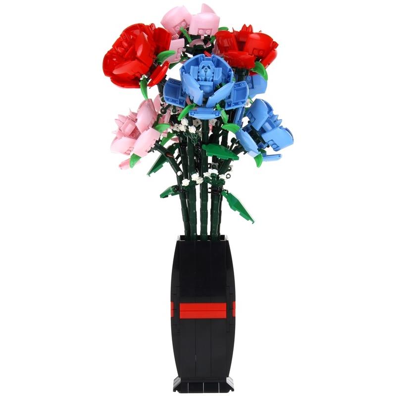 Building Blocks Flowers Bouquet of Flowers Roses in a Vase 768 Pieces