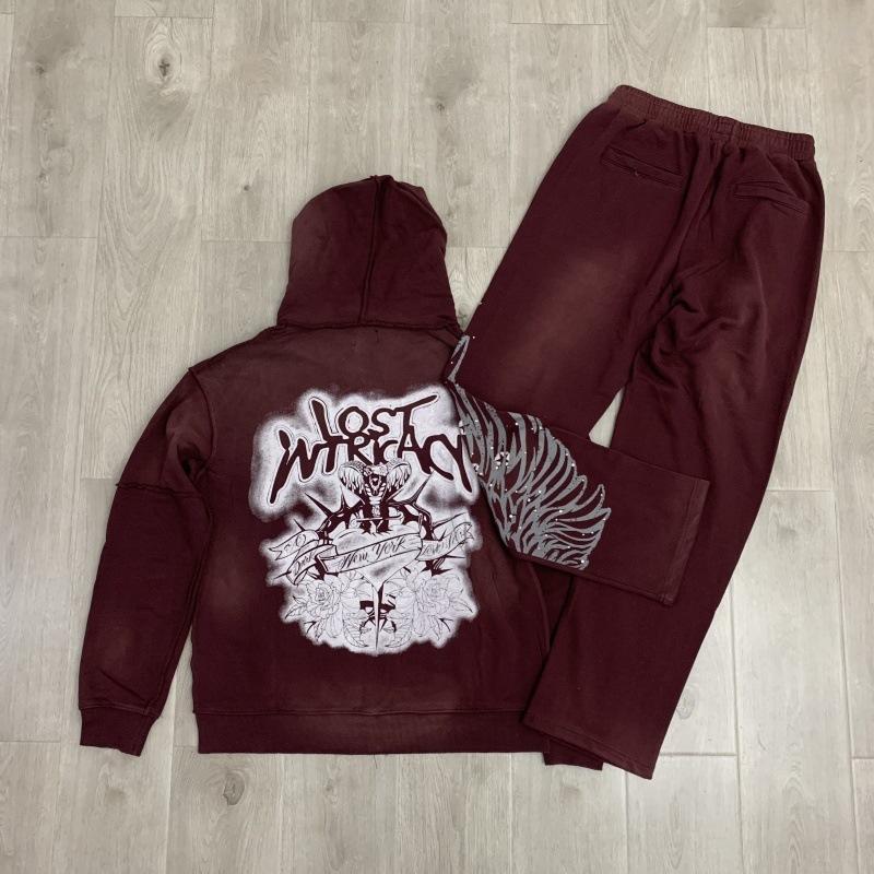 European and American tide brand hot diamond letter printing high street trend leisure street men's and women's leisure loose sweater trousers