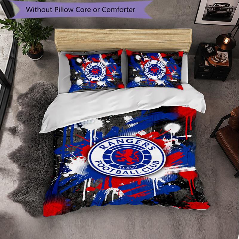 Rangers FC Themed Bedding 3Pcs Duvet Cover Set Decorative Bed Linen For Teen Room Home Decoration