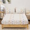 3Pc Green Leaf Orange Flower Bed Sheet Elastic Design Mattress Protective Cover 1Fitted Sheet 2Pillowcases Flower Patterns