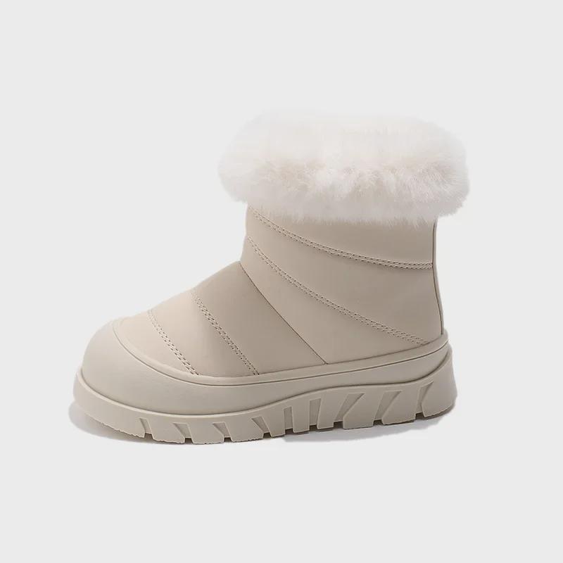 Korean Kids' Fur-Lined Cotton Snow Boots, Winter 2024 Collection
