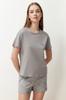 Women's Fashion New Pajama Set Gray Cotton Rabbit Pattern Knitted Pajama Set
