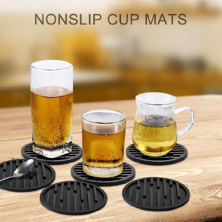6Pcs Silicone Coasters Cup Mats Dining Decors Unique Round Shape Drink Mats Silicone Texture Suitable for Household Use