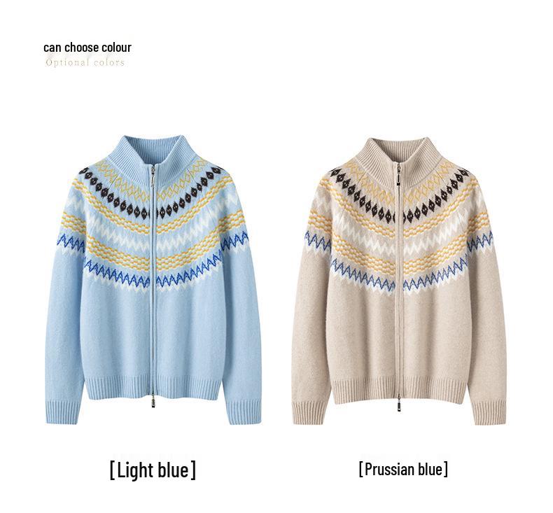 Женский кардиган из кашемира в стиле Fair Isle, утолщенный жаккардовый, с цветовыми блоками, стиль 2026