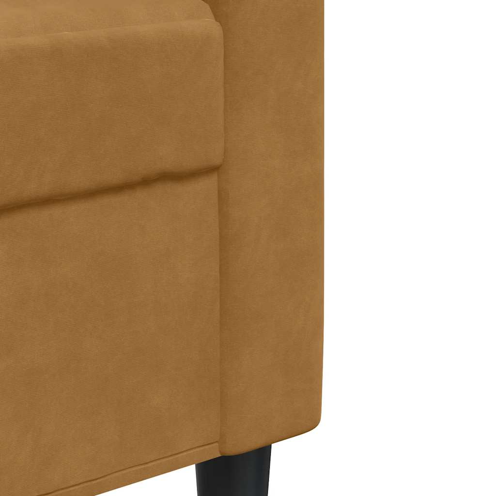 3 Seater Sofa Brown 180 cm Velvet